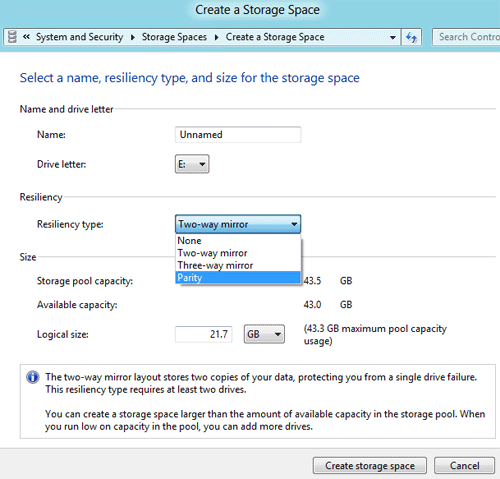 Windows 8 Set Up Storage Space